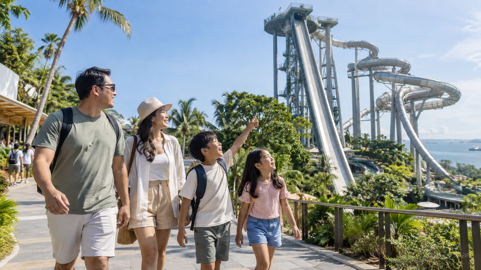 keluarga Indonesia mengunjungi Skyslides Sentosa 2026 di Singapore