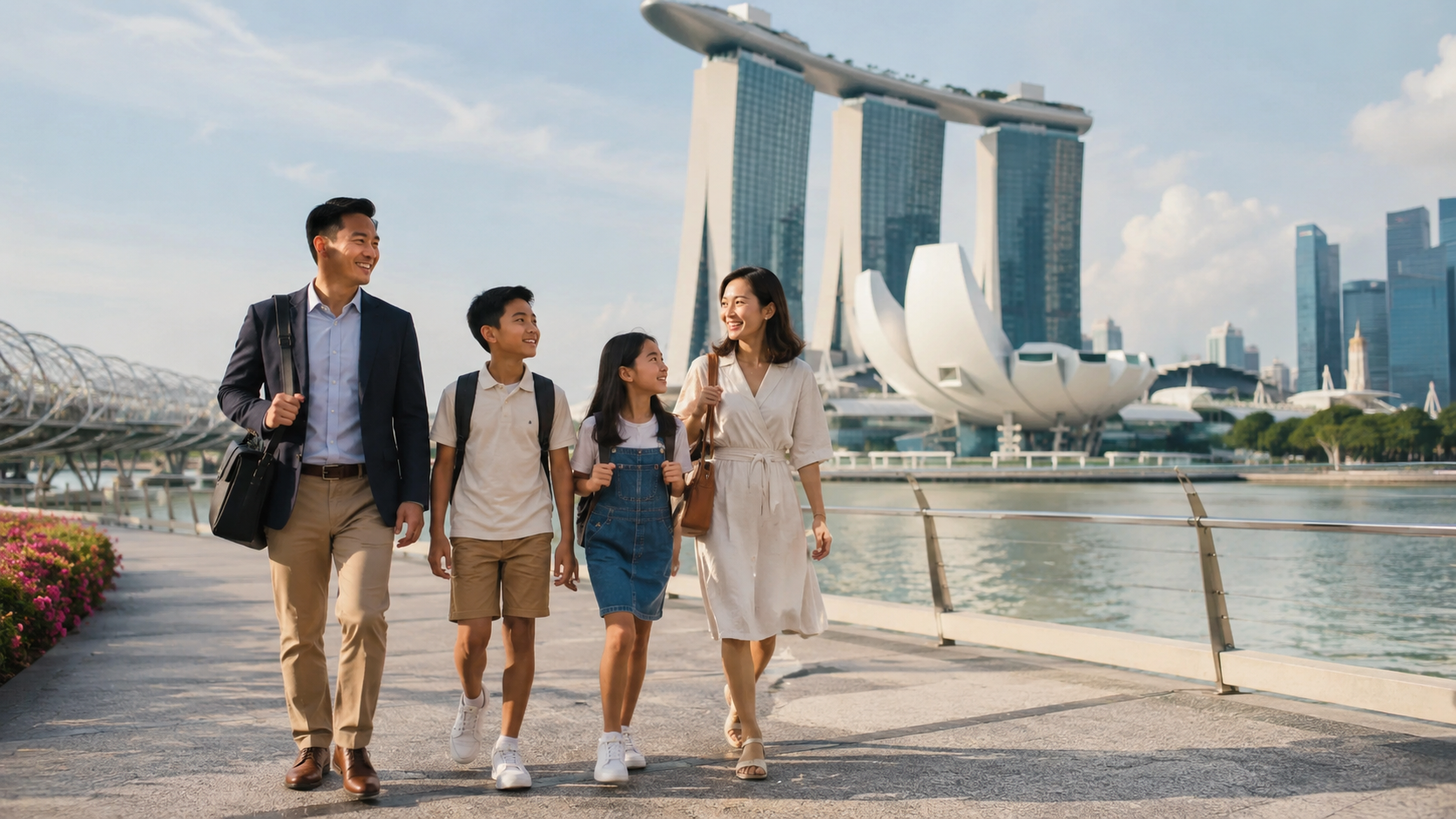Keluarga Indonesia menghadiri Passenger Terminal Expo Asia 2026 di Singapore sambil liburan