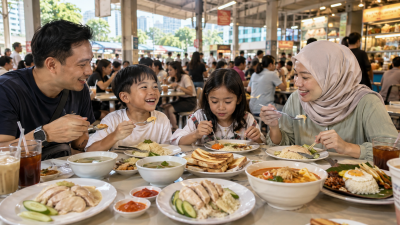 keluarga Indonesia menikmati kuliner Singapore