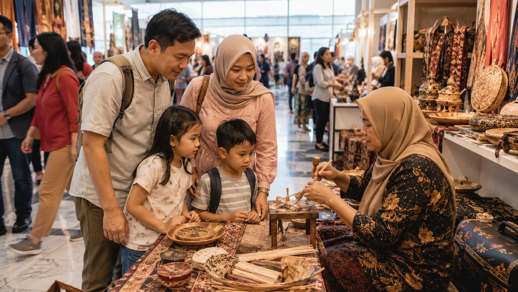 Keluarga Indonesia mengunjungi Malaysia International Craft Fair di Kuala Lumpur