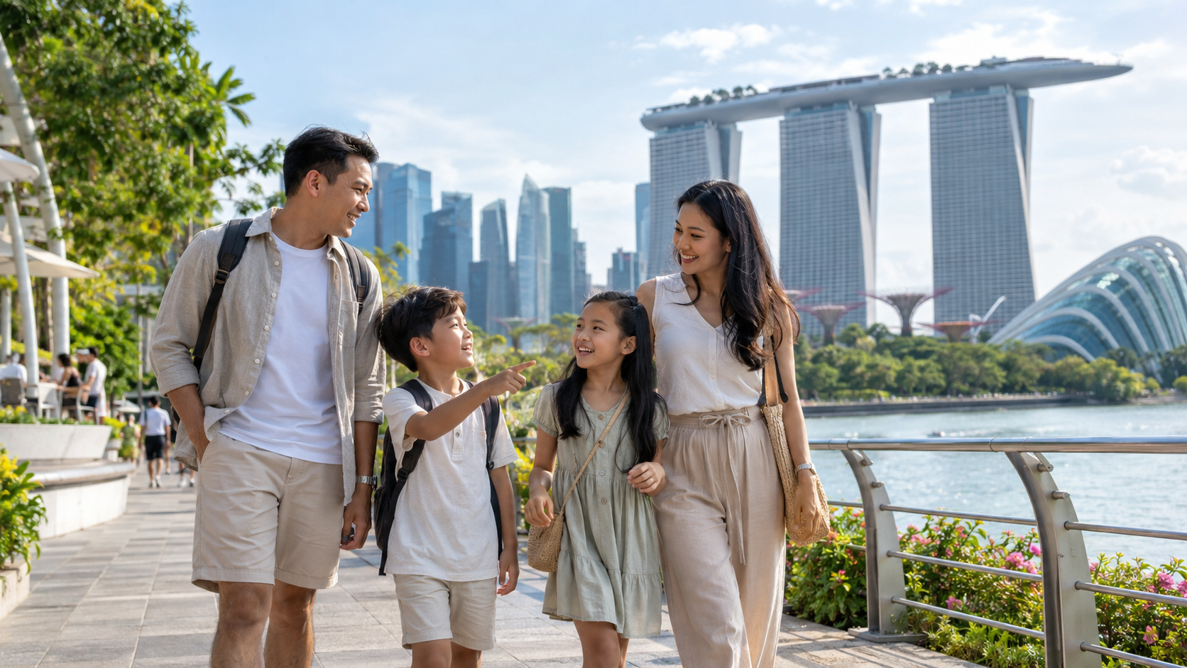 Keluarga Indonesia memilih destinasi wisata di Singapore bersama anak