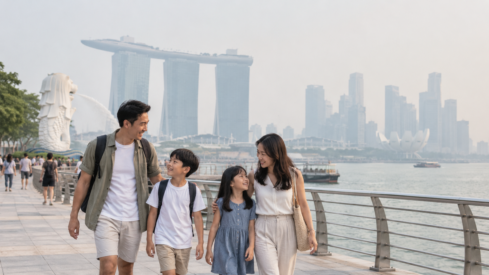 Keluarga Indonesia jalan-jalan saat kabut asap di Singapore