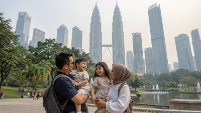 Liburan keluarga Indonesia di Kuala Lumpur saat haze dengan latar Petronas Twin Towers.